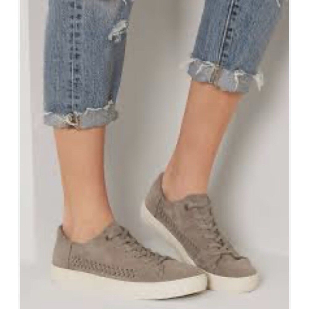 Toms Lenox Suede Sneakers Womens 9 Casual Lace Shoes Desert Taupe